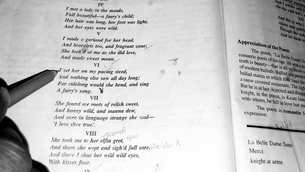 Part" 2" La Belle Dame Sans Merci By John Keats Hindi Explanation YouTube