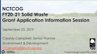 FY2020-2021 Solid Waste Grant Application Information Session