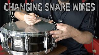 Changing snare wires step by step guide. How to change Puresound straps; strings ropes cords ribbons