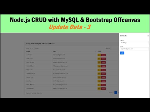 Node.js CRUD with MySQL & Bootstrap Offcanvas - Update Data