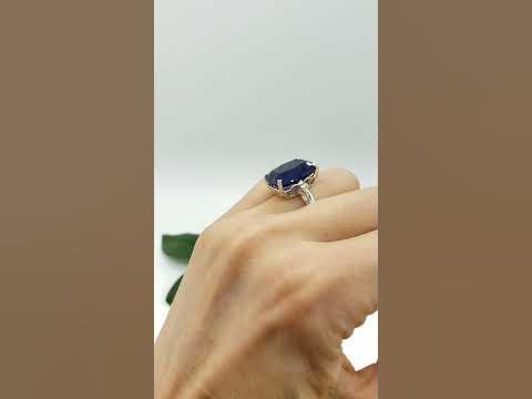 16x12mm Lab Create Blue Sapphire Cushion Cut Ring - YouTube