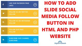 How to add slide social media follow button in html and php website