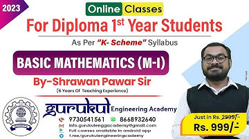 Lecture No 6 Logarithm. Basic Mathematics (M-I). Diploma First Year (SEM-I). MSBTE K-Scheme.