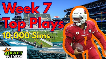 Top NFL DFS Plays Week 7 based on 10 000 simulations in Excel spreadsheet
