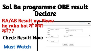 Sol BA programme obe result declare || Sol obe result 2020 || sol ba programme final year result2020