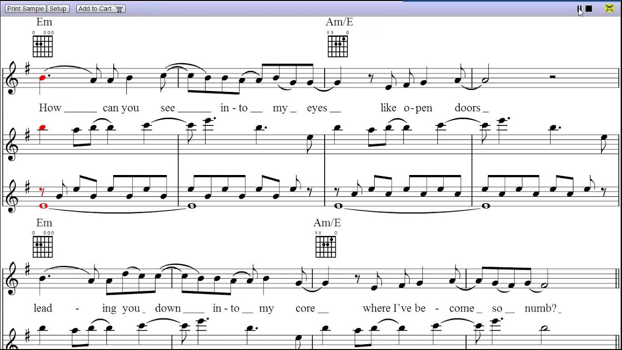 Bring Me To Life by Evanescence - Piano Sheet Music:Teaser - YouTube