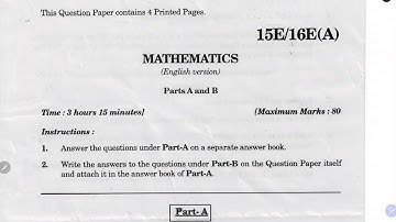 TS 10th class Maths 2022 question paper of Telangana SSC Mathematics