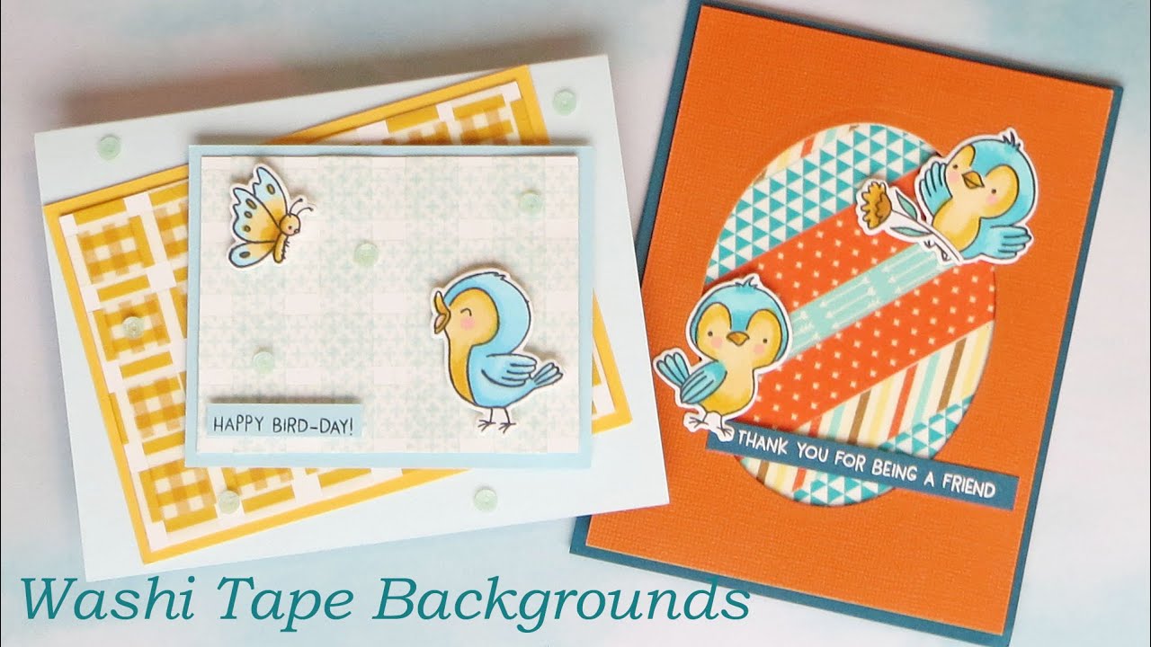 Use Washi Tape to Create DIY Card Background Patterns | Hello Bluebird Stamps Card Making Tutorial