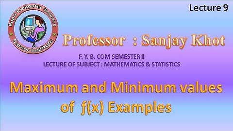 Maximum and Minimum values of  ƒ(x) Examples