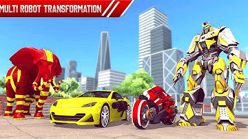 Elephant Robot Car Transform:Blue Robot Dino Elephant Flying Car Games - Android iOS Gameplay