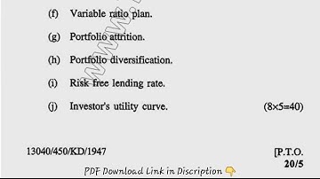 MBA 4th Sem Portfolio Management Question Paper