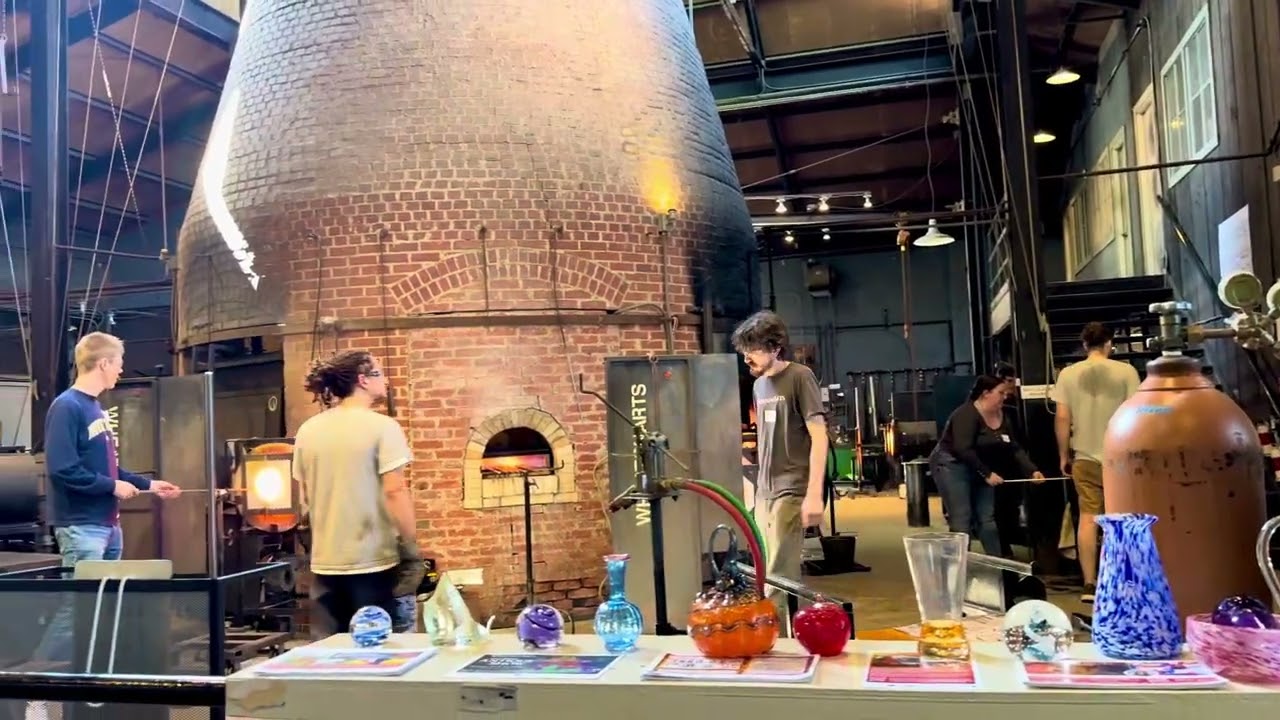 Wheaton Arts Village beginners glass blowing class