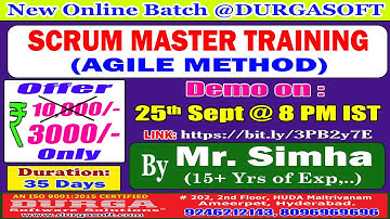 SCRUM MASTER TRAINING Online Training @ DURGASOFT