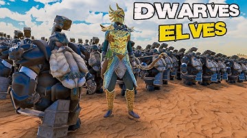 DWARF & ELVES vs 5 LINES EVIL ARMY | Ultimate Epic Battle Simulator 2 UEBS 2