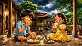 90s Life & Rain 🌧️ | Sudden Monsoon, Pakoda & Lalten Memories | Studio Ghibli Style screenshot 2
