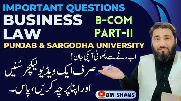 “Most Important Business Law Questions for BCom Part 2 | 2024 2nd Annual Exam Guide”