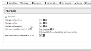 Ad Agency approvals settings