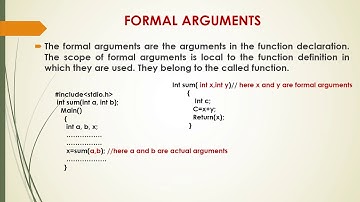 user defined functions part 3(actual and formal arguments)
