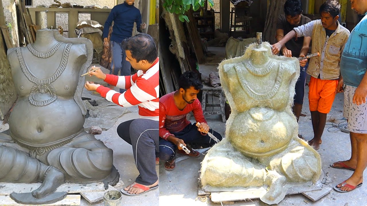 Ganesh murti making 3D with fiber mold making full process