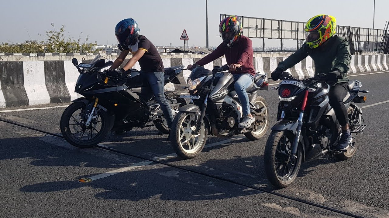 Fz 25 VS Pulsar Ns200 Vs R15M Race | Topend