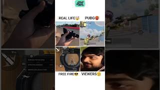 PUBG🥵 VS FREE FIRE😎 VS REAL LIFE🤯 #bgmi #pubgmobile #gamimgplay @FaithPlayzZzYT