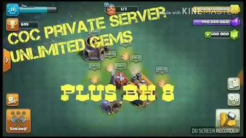 Coc Private server with BH 8 unlimited gems, gold ,elixir, and dark elixir.