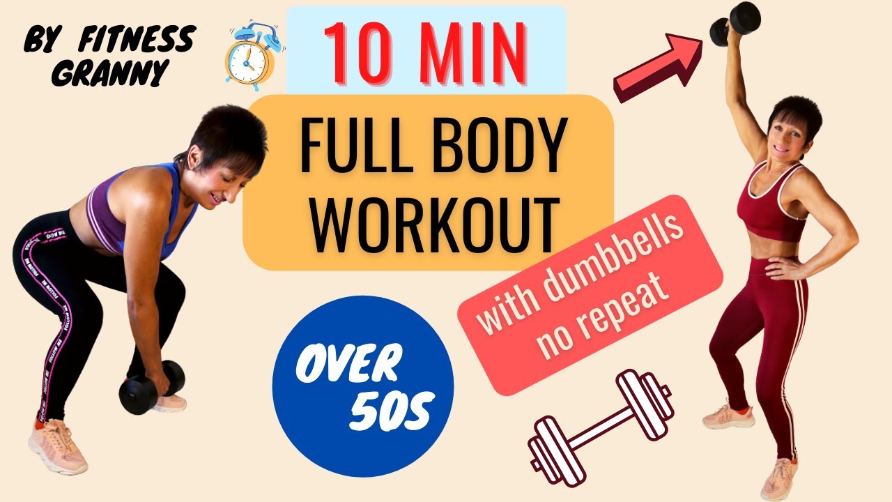 10 MIN weighted FULL BODY strength WORKOUT with DUMBBELLS (no repeat ...