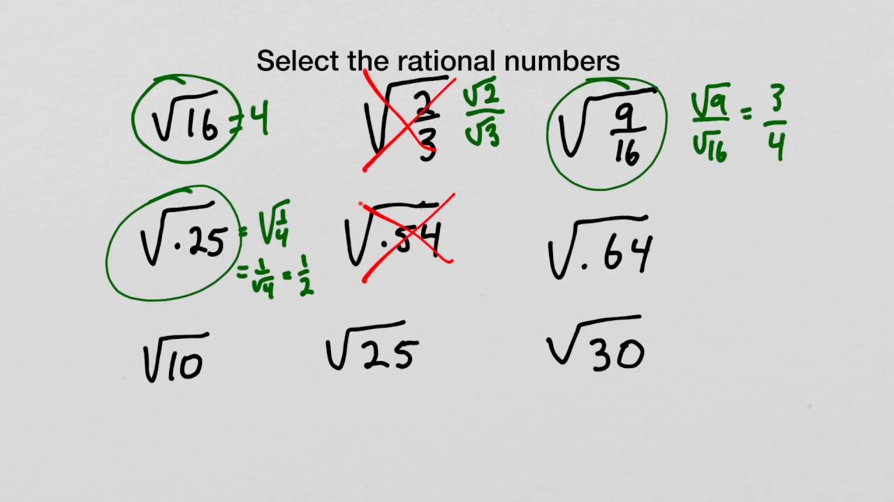 Identify Rational Numbers Under Square Roots YouTube