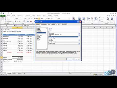 Kako formatirati datume u excelu (Excel 2010)