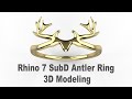 Rhino 7 SubD Antler Ring 3D Modeling Tutorial- Jewelry CAD Design #191