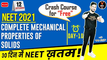Mechanical Properties of Solids/ Elasticity (Day 10) |  "FREE"  NEET 2023 Crash Course | Sachin Sir