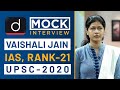 Vaishali Jain, Rank - 21, IAS - UPSC 2020 - Mock Interview I Drishti IAS English