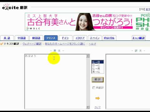 Excite翻訳　「フリーソフト動画解説」