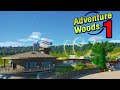 Modern entrance and an intamin steel coaster adventure woods ep 1  planet coaster