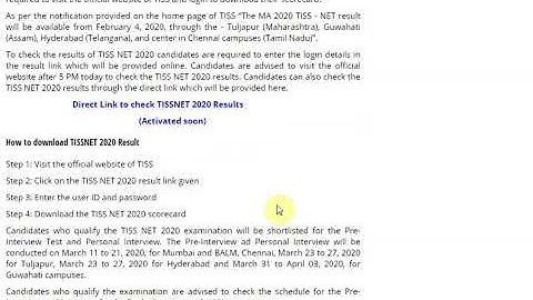 TISSNET MA 2020 Results to be declared today, Check at admissions.tiss.edu