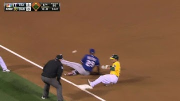 TEX@OAK: Fuld legs out a ground-ball triple to right