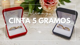 Alianzas Cintas de 5 gramos el par en oro 18 quilates