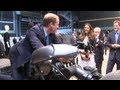 Prince William, Kate Middleton and Prince Harry play with props at Warner Bros studios