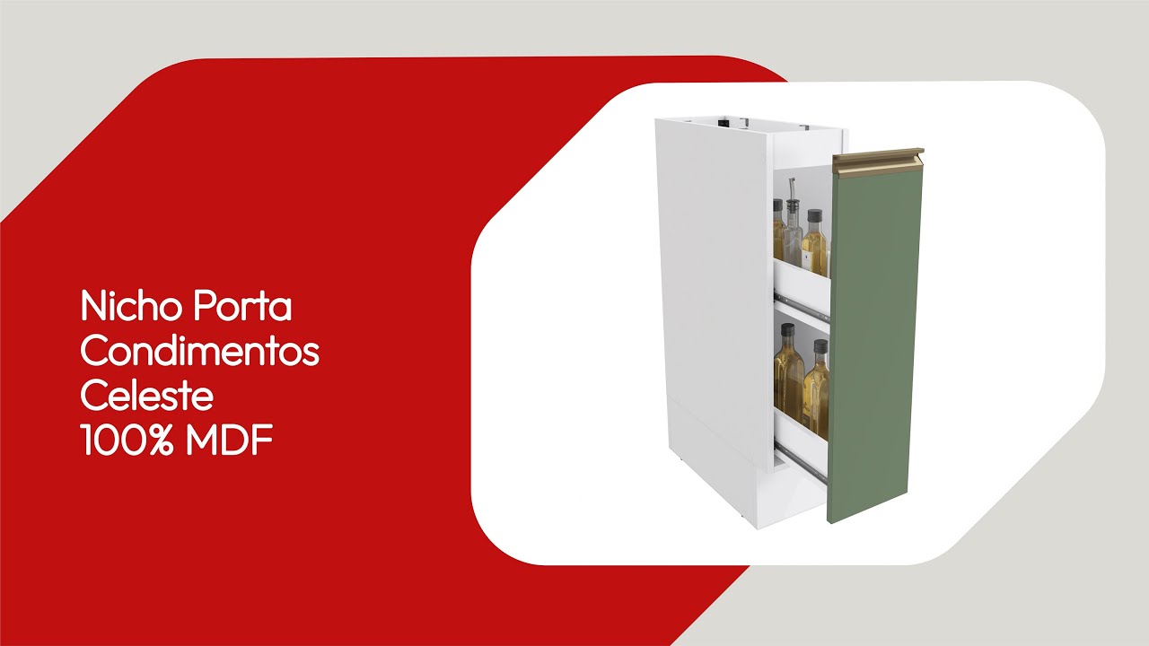 Nicho Porta Condimentos Celeste Kappesberg 100% MDF Nogueira/Verde