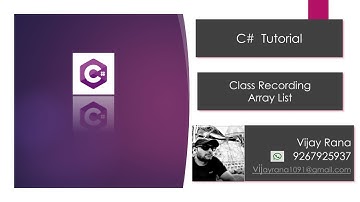 Vijay Rana || C# Class Recording || Array List || 11-10 || C# by Vijay Rana || C#  Tutorial in Hindi