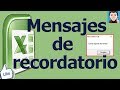 mensajes de  recordatorio en EXCEL