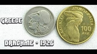 Coin Collection Greece 2 Coins Drachme Drachmes From 1926