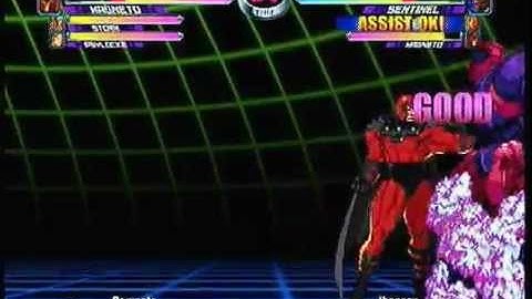 MvC2: Magneto 3 Throw Sequence on Sentinel