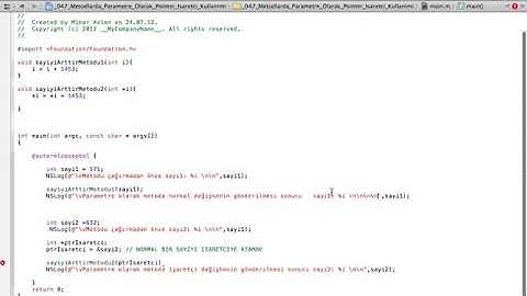 iOS 072 Metodlarda Parametre Olarak Pointer Isaretci Kullanimi