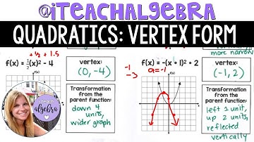 Algebra 1 - Graphing Quadratic Functions in Vertex Form