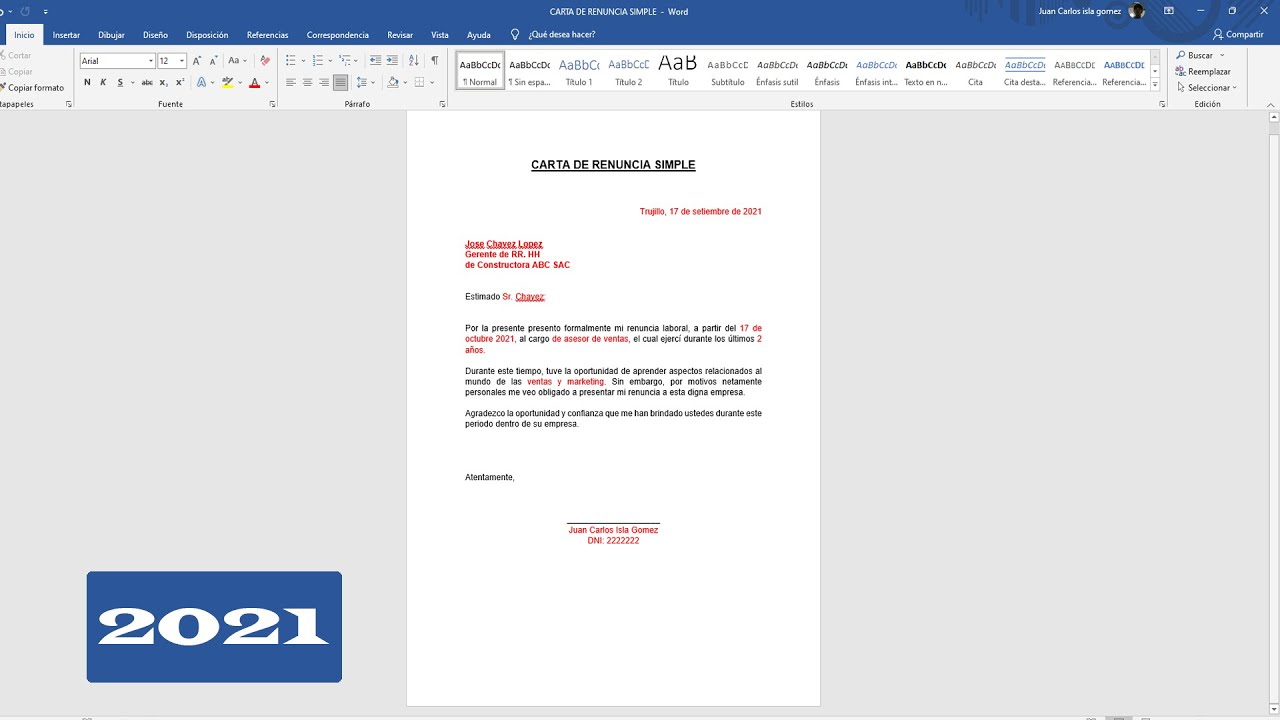 Carta de Renuncia por Motivos de Estudio (Modelo en Word)