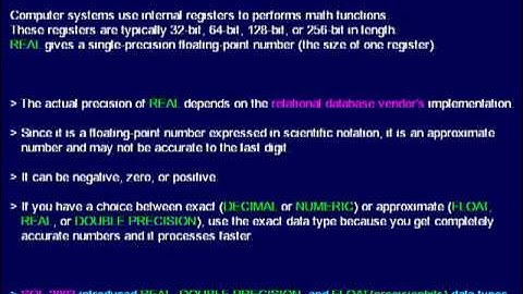 SQL 046 Data Types, Approximate Numeric, REAL