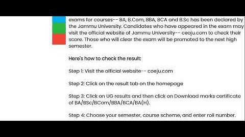 Jammu University Result 2020 for BA, B.Com and B.Sc declared at ceoju.com, here