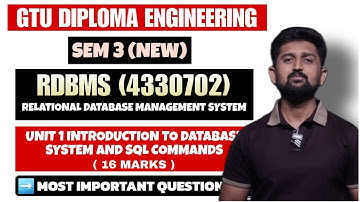 RDBMS CHAPTER 1 MOST IMP QUESTIONS | RELATIONAL DATABASE MANAGEMENT SYSTEM | GTU DIPLOMA ENGINEERING