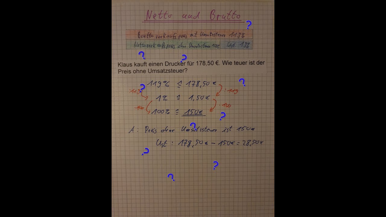 ☺Netto und Brutto für Dummies☺ - Prozentrechnen - YouTube ☺Netto und Brutto für Dummies☺ - Prozentrechnen - YouTube